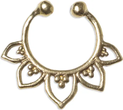 Produktbild von viva-adorno Fake Septumpiercing Nasenring Clip on Hänger Messing Vintage Antik verschiedene Designs wählbar Z492,Design 5