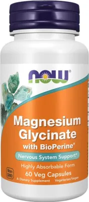 Produktbild von NOW Foods Magnesium Glycinate mit Bioperine (60 Kapseln) 733739012845