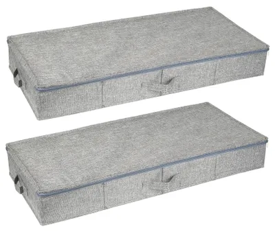 Aufbewahrungsboxen unter dem Bett, 2 Stück, 85x40x12 cm, faltbar, grau