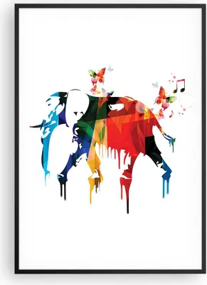 Produktbild von Gerahmtes Poster - Schwarzer Rahmen - Elefant Tierwelt Fantasie - 70x100 cm - Wand Bild - Wanddeko - Wandbilder - Wandposter - Bilderrahmen - Bilder - Kunstdruck - Wandbild - P2BPA70x100-3079