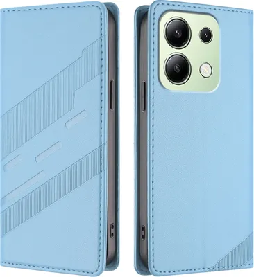 Produktbild von Hülle für Xiaomi Redmi Note 13 4G, Kunstleder Brieftaschen Handyhülle mit Kartenfach und Standfunktion Hellblau