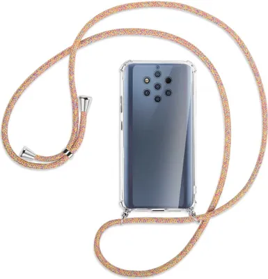 Produktbild von Handykette Backcover-Schutzhülle mit Band (Metall silberfarben) für Nokia 9 PureView - Rainbow