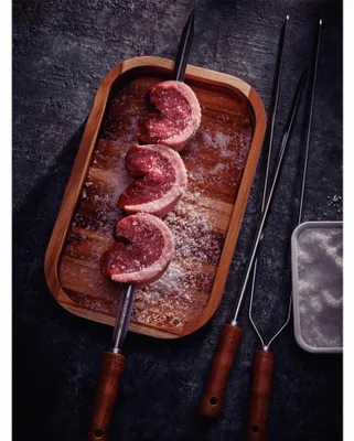 Immagine prodotto di Tramontina CHURRASCO Grillspieß Schmal, Fleischspieße, Schaschlikspieß, Grillzubehör, Edelstahl / Holz, 75 cm, 29810-127