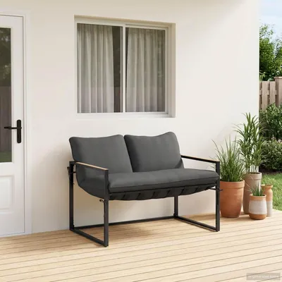 Image de Maison Exclusive - Ensemble de canapés de jardin en acier noir et anthracite