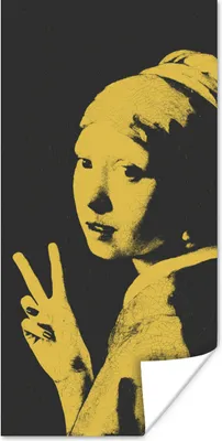 Produktbild von MuchoWow® Poster Vermeer - Kunst - Gelb 60x120 cm - Wandschmuck