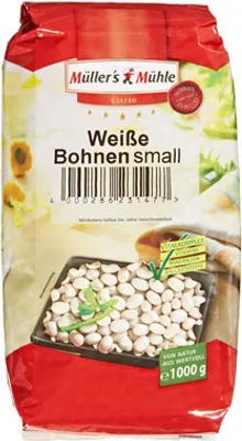 Produktbild von Müller´s Mühle weiße Bohnen klein 1 kg Packung