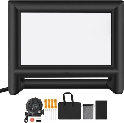 Imagen del producto de Superficie de proyección portátil fabricada con material de 600D, que incluye una funda de transporte, con formato 16:9, ideal para proyectores de cine en casa (413 x 160 x 330 cm)