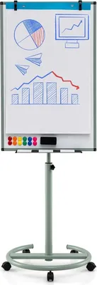 Zdjęcie produktu dla Stojak do flipchartów – mobilna tablica suchościeralna – 100 x 65 cm – regulacja wysokości do 192 cm – magnetyczna i suchościeralna – rama ze stopu aluminium