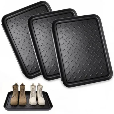 Produktbild von Schuhabtropfschale 3er Set 35x27x3cm hoher Rand in Lederoptik