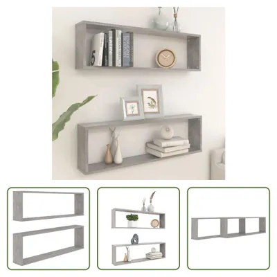 Produktbild von The Living Store Würfelregale 2 Stk. Betongrau 100x15x30 cm Holzwerkstoff