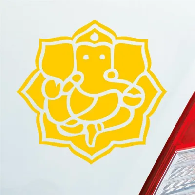 Produktbild von Auto Aufkleber Buddhismus Elefant Ganesha Buddha Asien 10x10 cm Gelb Sticker Heckscheibenaufkleber