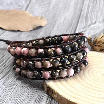 Produktbild von Wickelarmband Rhodochrosit. Uni