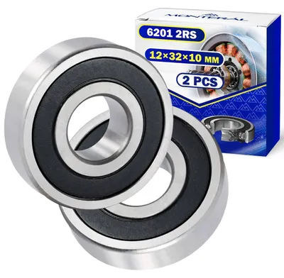 Kugellager 6201 2RS, 2 Stück, 12x32x10 mm, doppelt abgedichtet