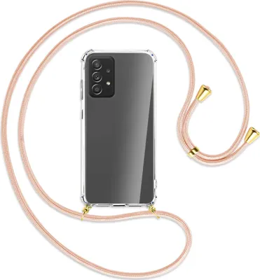 Produktbild von Handykette Backcover-Schutzhülle mit Band (Metall goldfarben) für Samsung Galaxy A72 - rose peach