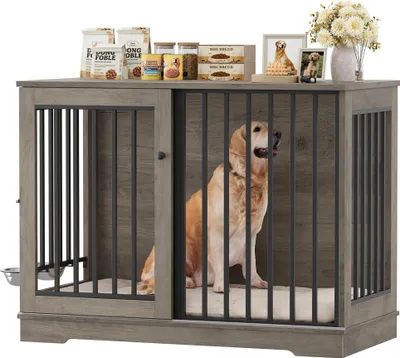 Immagine prodotto di Cuccia per cani da interno - Gabbia in legno XXL da 120 cm - Per cani di grossa taglia - Cuccia da interno - 120x60x90 cm - Nero e marrone