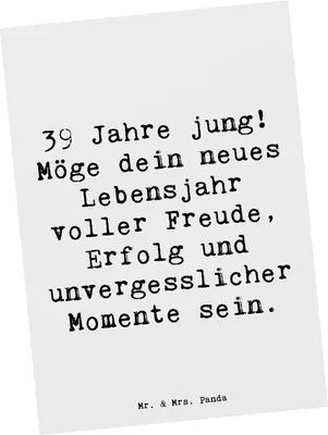 Produktbild von Mr. & Mrs. Panda Postkarte Spruch 39. Geburtstag Freude - Weiß - Geschenk, Happy Birthday, Grußkarte, Feiern, Fotokarte, neununddreißig, Liebe, Dreißiger, besonderer Tag