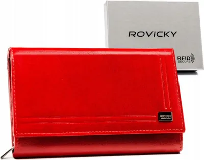 Produktbild von Rovicky | Große, geräumige Damengeldbörse, aus Naturleder, Rot, 17.5x10.5 cm