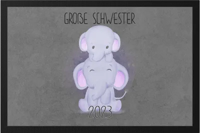 Produktbild von Große Schwester 2023 Fußmatte Geschwisterliebe Sister Elefant Geborgenheit Beschützer Welt Liebe Familie