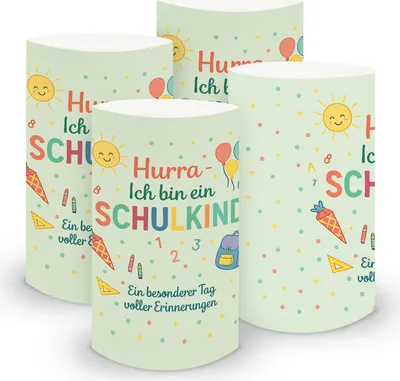 Produktbild von itenga 6x Windlicht Hurra Ich bin ein Schulkind