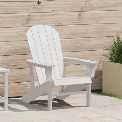 Produktbild von Weißer Adirondack-Stuhl aus HDPE, 82 x 74 x 92 cm, wetterfest, mit Arm- und Rückenlehne für Garten, Balkon und Terrasse