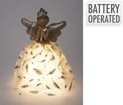 Productafbeelding van Engel met led 22x36 cm goud kerstversiering Nampook