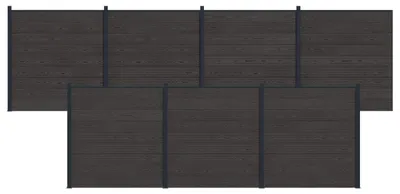 Obrázek produktu pro Sada plotů 7 pcs 1218 x 186 cm WPC a hliník Černá