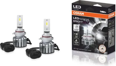Two LED car headlights and their packaging are shown against a white background.
