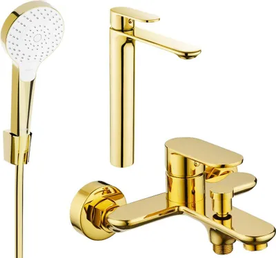 Image de Milo R05 Mélangeur lavabo et baignoire avec accessoires, or (71313R05-50)