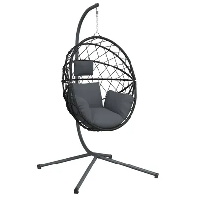 Image de vidaXL Fauteuil suspendu design oeuf avec support Anthracite Rotin et acier