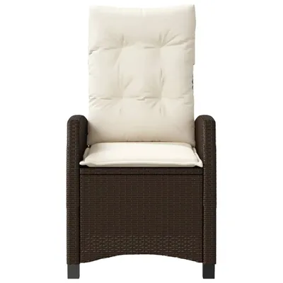 Immagine prodotto di vidaXL Poltrona da giardino regolabile con cuscino in Poly Rattan marrone
