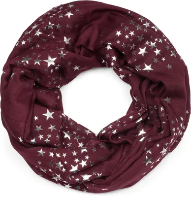 Produktbild von styleBREAKER Damen Loop Schal mit Metallic Sterne Print | Glitzer Schlauchschal ca. 89 x 75 cm | Leichter Rundschal für Frühjahr & Herbst