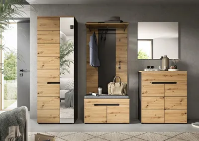 Produktbild von Garderoben-Set >Canu< in Basalt Grau / Artisan - 255x190x37cm (BxHxT)
