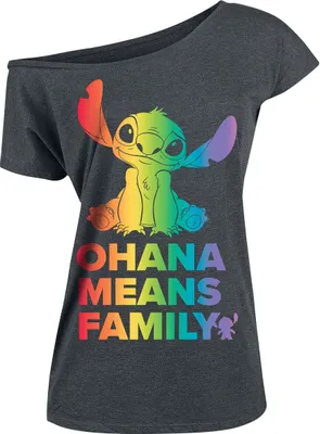 Produktbild von Lilo & Stitch T-Shirt Damen Ohana Rainbow grau M