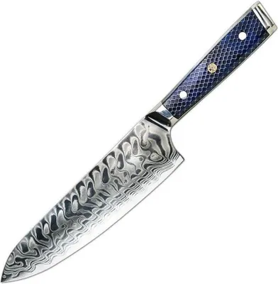 Zdjęcie produktu dla Nóż kuchenny damasceński YU-37418 - Chef Niebieski KP37418