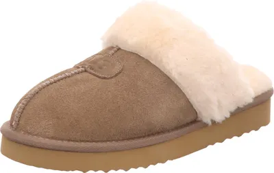 Produktbild von OOG Damen-Pantoffel mit Warmfutter Khaki-Beige, Farbe:beige/schlamm, EU Größe:39