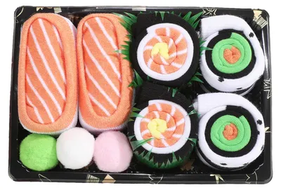 Produktbild von Paar lustige Sushi-Socken mit Thunfisch-, Lachs- und Gurkenmotiven, Maki-Socken aus Baumwollmischung, lustige japanische Lebensmittel-Socken in einer Geschenkbox für Männer und Frauen