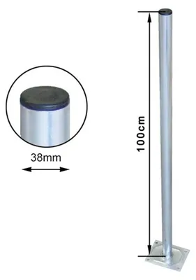 Produktbild von SkyRevolt 100cm Mast 38mm Standfuss Stahl SAT Antennenmast Flach-Dach Ständer