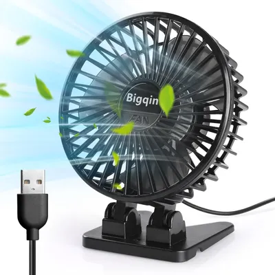 Produktbild von USB Ventilator, Mini Tischventilator Fan Lüfter mit 3 Geschwindigkeiten, tragbarer Ventilator Klein für Büro, Schlafzimmer, Camping - Schwarz
