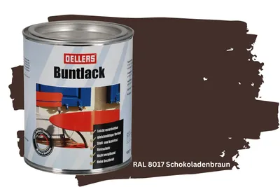 Produktbild von Buntlack - 1 L, RAL 8017 Schokoladenbraun – Glänzender Decklack für Metall & Holz, wetterfester Metallschutzlack, robuste Lackfarbe außen & innen
