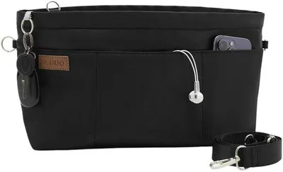 Image de Organiseur de sac en nylon imperméable avec sangle réglable, noir, taille M, nylon