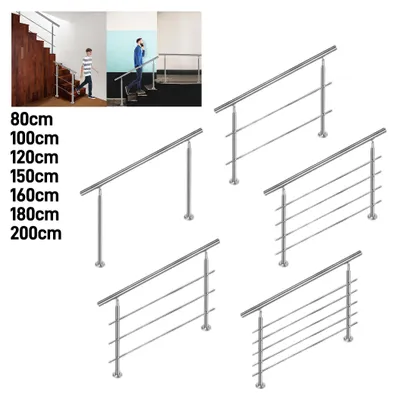 Produktbild von TANYEAR Treppengeländer Edelstahl Ø42 mm, Brüstungsgeländer mit Gelenkhandlauf für Innen & Außen, 100 cm, 3 Querstreben