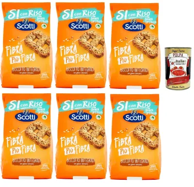 Produktbild von Si con Riso - Biscotto integrali- Kekse Vollkorn, Laktose -freie und palmenfreie Kekse, Lactose -free biscuits 6x 350 g + Italian Gourmet polpa 400g