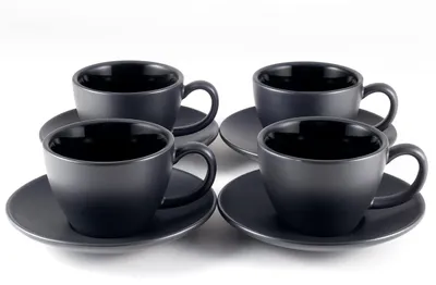 Produktbild von Set mit 4 eleganten Cappuccino-Tassen mit Untertassen (180 ml)