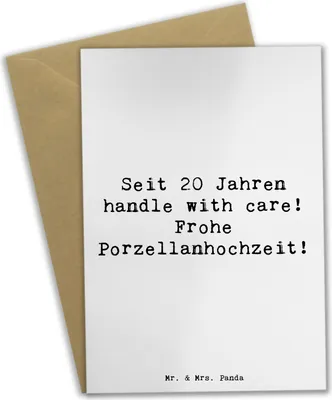 Produktbild von Mr. & Mrs. Panda Grußkarte Spruch 20. Hochzeitstag Porzellanhochzeit - Weiß - Geschenk, osterkarten, Hochzeitsjubiläum, Heirat, weihnachtskarten, frohe, Heiraten, Ehe