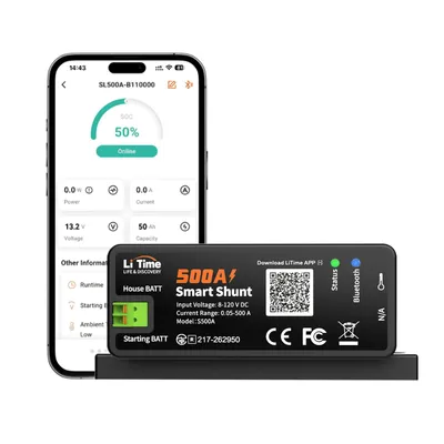 Image de LiTime 500A Smartshunt : shunt de batterie avec Bluetooth