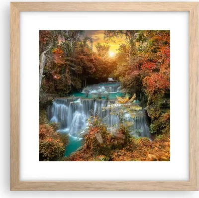 Produktbild von Gerahmtes Poster - Rahmen in heller Eiche - Park Wasserfall Wasser - 30x30 cm - Wand Bild - Wanddeko - Wandbilder - Wandposter - Bilderrahmen - Bilder - Kunstdruck - Wandbild - P2NAC30x30-3995