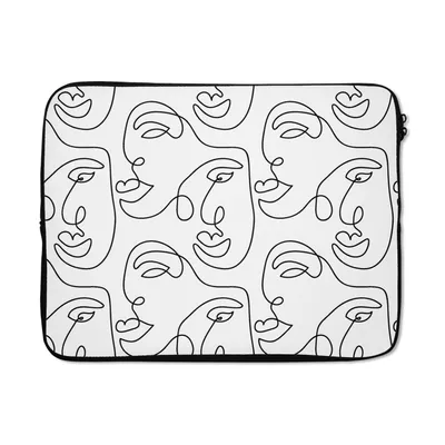 Produktbild von MuchoWow® Laptop Hülle 15 Zoll Strichzeichnungen - Muster - Schwarz und Weiß Laptoptasche - Laptoptasche - Sleeve - Rundum-Schutz