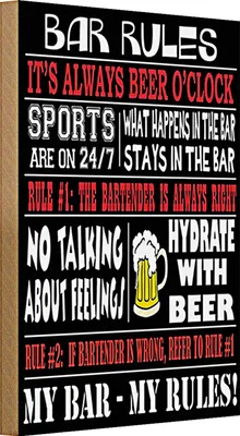 Produktbild von Holzschild Spruch 20x30cm Bar rules Bier my bar my rules