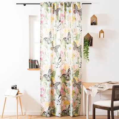 Produktbild von Vorhang mit Smok-Schlaufenband Exotik Blüten Schmetterling in 245cm
