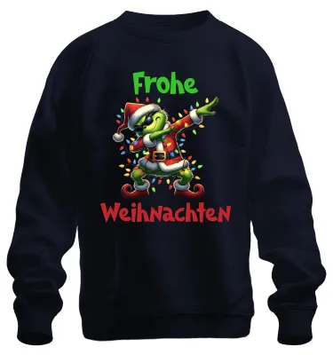 Produktbild von Frohe Weihnachten Dabender Grinch Weihnachtsmann Sweatshirt Pullover, Navy, 3XL